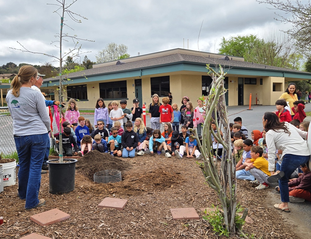 Cory teaching about Arbor Day history and trees.
